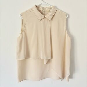 O’2nd New York Ivory Marion Crepe Silk Layered Sleeveless Blouse Size 8